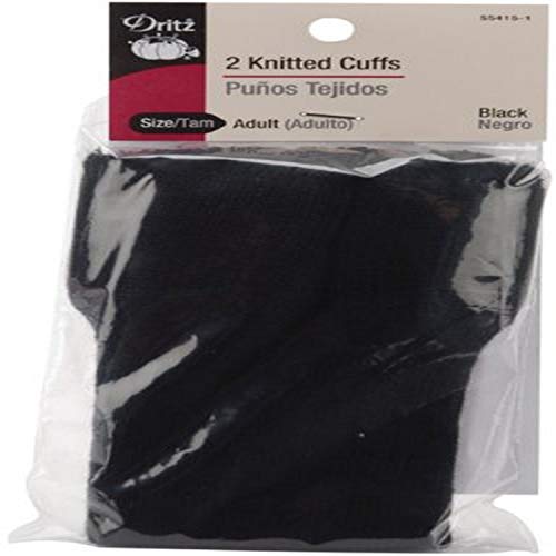 Dritz 55415-1 Knitted Cuffs, Adult Size, Black (2-Count)