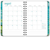 HARDCOVER Academic Year 2023-2024 Planner: (June 2023 Through July 2024) 5.5"x8" Daily Weekly Monthly Planner Yearly Agenda. Bookmark, Pocket Folder and Sticky Note Set (Green Watercolor Waves)