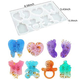 XXKJSZJQ Resin Keychain molds,7 Pieces Keychain Silicone Mold for epoxy Resin with Holes,for DIY Art Crafts Pendant Necklace Keychain Making