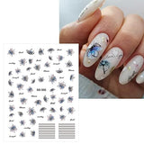 JMEOWIO 8 Sheets Spring Flower Nail Art Stickers Decals Self-Adhesive Pegatinas Uñas Leaves Nail Supplies Nail Art Design Decoration Accessories