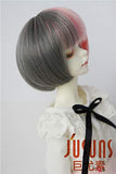 Doll Wigs JD400 Pink with Grey Short Bobo BJD Doll Wigs 1/4 1/6 Heat Resistance Doll Accessories (Pink+Grey, 7-8inch)