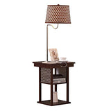 Brightech Madison - Mid Century Modern Nightstand, Shelves & USB Port Combination - Bedside Table