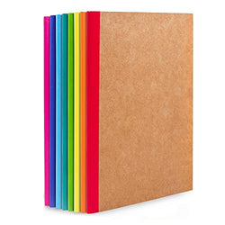 8 Pack A5 Kraft Notebooks, Lined Blank Travel Rainbow Spine Journal Bulk, 60 Pages Soft Cover Composition Notebooks for Women Girls College Students Office School Supplies by Feela, 8.3 X 5.5 in