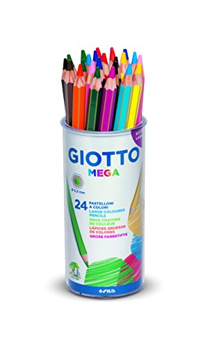 Giotto Mega 5197 00 Round Tub Containing 24 Wide-Tipped Colouring Pencils by Lyra