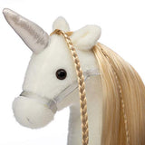 HollyHOME Plush Unicorn Stuffed Animal Pretty Unicorn Plush with Wings Pony Toy Pretend Play Horse 11 Inches Tall White