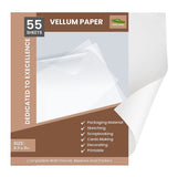 Paper Gator Vellum Paper – [Pack of 55 Sheets] 8.5 x 11 Inches Translucent Printable Sheets| 93 GSM Transparent Paper for Sketching |Tracing Paper for Art, Craft and Sewing., Clear (PG-V)