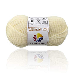 Yarnyaya 100% Merino Wool Yarn for Knitting, 4-Ply Fingering Weight Baby Wool Crochet Yarn - Soft and Warm- Fit 2.5-3.5mm Knitting Needle (Cream White)