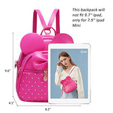 Girls Bowknot Polka Dot Cute Mini Backpack Small Daypacks Convertible Shoulder Bag Purse for Women (Fuchsia)