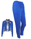 miccostumes Women's Sole Survivor Nora Cosplay Two-Piece Costume Jacket Pants WXS Blue