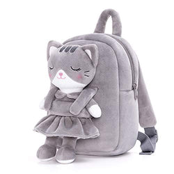 Lazada Kids Backpack Toddler Backpacks Stuffed Animal Cat Toys Small Backpack Gray 9.5"