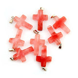 Assorted Cross Shape Healing Chakra Beads Crystal Rock Stone Quartz Pendants for Necklace Jewelry