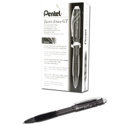 Pentel Twist-Erase GT, 0.7mm, Mechanical Pencil Transparent Black, Box of 12 (QE207A)