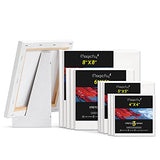Magicfly Stretched Canvas 4x4 5x5 6x6 8x8 Inches Value Pack of 12, Canvases for Painting, White Blank Canvas Boards with Display Easel, Art Supplies for Acrylic & Oil Painting, 100% Cotton