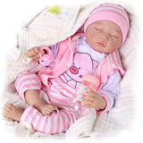Sleeping Reborn Baby Dolls Girl, 22 Inch Realistic Newborn Baby Doll, Lifelike Reborn Toddler Dolls That Look Real, Weighted Soft Body Silicone Reborn Doll Gift for Kids Birthday
