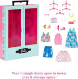 Barbie Closet Playset with 3 Outfits, 3 Pairs of Shoes, 2 Purses, Necklace and Sunglasses Accessories Clothes Fashion Pack with 13 Pieces of Clothing, 8 Accessories and 8 Pairs of Shoes