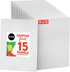 Chalkola Paint Canvas Panels 9x12 inch (15 Pack) for Acrylic Painting & Oil Art, Primed 100% Cotton Boards, Acid-Free for Professional Artists, Hobby Painters, Kids & Beginners