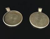 30 Pieces Silver Pendant Trays Round Bezel Pendant Blanks Cameo Bezel Cabochon Settings with 25