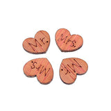 RayLineDo Pack of 100pcs 15MM Buttons Heart Shaped Retro Design Mr Mrs Wood Embellishments