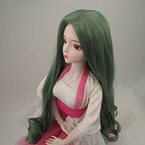 Lllunimon 1/3 BJD SD Doll Wig, Heat Resistant Synthetic Fiber Green Long Wavy Hair Doll Wigs Girls Gift