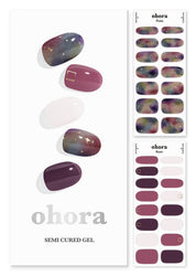 ohora Semi Cured Gel Nail Strips (N Tie-dye) l K-ohora Collection l - Works with Any Nail Lamps, Salon-Quality, Long Lasting, Easy to Apply & Remove - Includes 2 Prep Pads, Nail File & Wooden Stick