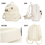 ZGWJ Mini Leather Backpack Purse Bowknot Small Backpack Cute Casual Travel Daypacks for Girls Women(3-Pieces) Beige