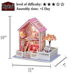 Rylai 3D Puzzles Miniature DIY Dollhouse Kit Pink Cherry Blossoms Series Dolls Houses Accessories with Furniture LED Music Box Best Birthday Gift