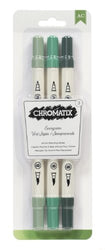 American Crafts 3-Pack Chromatics Marker, Evergreen