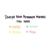 Sharpie Neon Permanent Markers, Fine Point, Assorted Colors, 4 Count