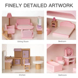 ROBUD Dollhouse Pink Dream House for Girls Pretend Play Sets for Toddlers DIY 3 Story Doll House with Furniture for Kids