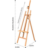 MEEDEN Large Basic Studio Easel, Solid Beech Wood Artist Easel,A-Frame Floor Painting Easel,Adjustable Height and Working Angles, Hold Canvas up to 50 inches,Natural Color