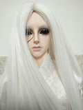BJD Doll Wig 7-8inch (17-18.5cm): 1/4 BJD MSD, Fur Wig Dollfie / White Extra Long Straight Hair