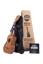 Official Kala Learn to Play Ukulele Soprano Starter Kit, Satin Mahogany - Includes online lessons, tuner app, and booklet (KALA-LTP-S)
