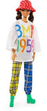 Barbie BMR1959 Fully Poseable Fashion Doll (Brunette, ~12-inch) Wearing Mesh T-Shirt, Plaid Joggers and Bucket Hat