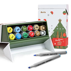 Arrtx Alcohol Brush Markers Christmas Set, Dual Tips with 10 Vibrant Markers, 2 Metallic Paint Marker Pen, Great Christmas Gifts for Family and Friends (Christmas Marker Set 02)