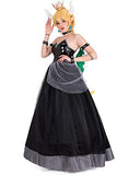 Cosplay.fm Womens Bowsette Cosplay Dress Princess Kuppa Hime Halloween Costume with Crown and Turtle Shell (XS, Black)