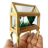 Miniature Greenhouse with Plants Handmade Dollhouse Terrarium Furniture Tabletop