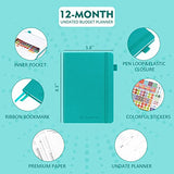 JUBTIC Budget Planner & Monthly Bill Organizer – 12 Month Undated Budget Book for 2022 Finance Planner Journal Expense Tracker Notebook Financial Planner for Home Office Work A5 Size Turquoise