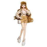 Proudoll 1/3 BJD Doll 60cm 24in SD Ball Jointed Dolls Fashion Girl Caroline Cap Wig Blouse Tank Short Crossbody Bag High Heel