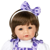 Adora ToddlerTime "Cheetah Girl" Doll with cheetah print purple romper with matching headband and camera style purse