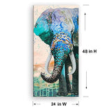 Home Wall Art Décor of The Hand-Painted Elephant, African Animals Graphic Artwork Painting Print for Wall Decor(Waterproof Artwork, Bracket Mounted Ready to Hang)