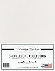 Madero Beach White SPECKLETONE Recycled Cardstock Paper - 8.5 x 11 inch - Premium 80 LB. Cover - 25 Sheets