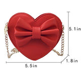 Mily Mini Heart Shape Crossbody Handbag Coin Change Purse for Toddlers Little Girls Red