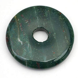 Flat Red Green Bloodstone Donut Pendant 40mm