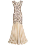 PrettyGuide Women 's 1920s Sequin Gatsby Flapper Formal Evening Prom Dress S Champagne