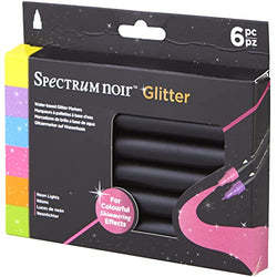 Spectrum Noir SN-GLM-NLI6 Water-Based Glitter Marker Pack of 6-Neon Lights, pkg of 6