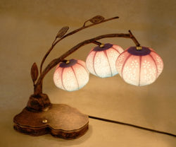 Mulberry Rice Paper Ball Handmade Bellflower Design Art Shade Round Globe Three Lantern Brown Asian