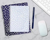 Steel Mill & Co Cute Mini Spiral Notebook, 8.25" x 6.25" Journal with Durable Hardcover and 160 Lined Pages, Light Blue Dots