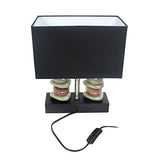 Elegant Designs LT1036-BLK Rectangular Dual Stacked Stone Ceramic Table Lamp, 14.5" x 12" x 6.3",