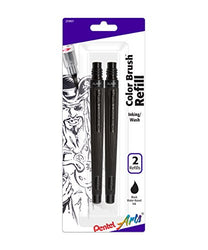 Pentel Arts Color Brush Refills, Black Ink, Pack of 2 (FR101BP2A)