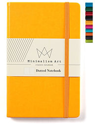 Minimalism Art | Classic Notebook Journal, Size: 5" X 8.3", A5, Yellow, Dotted Grid Page, 192 Pages, Hard Cover/Fine PU Leather, Inner Pocket, Quality Paper - 100gsm | Designed in San Francisco